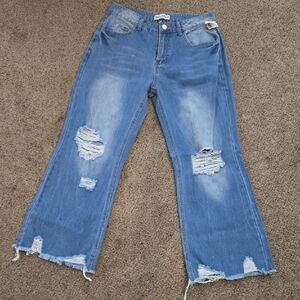 Melarey Wide-Leg Distressed Jeans – Size M – NWT